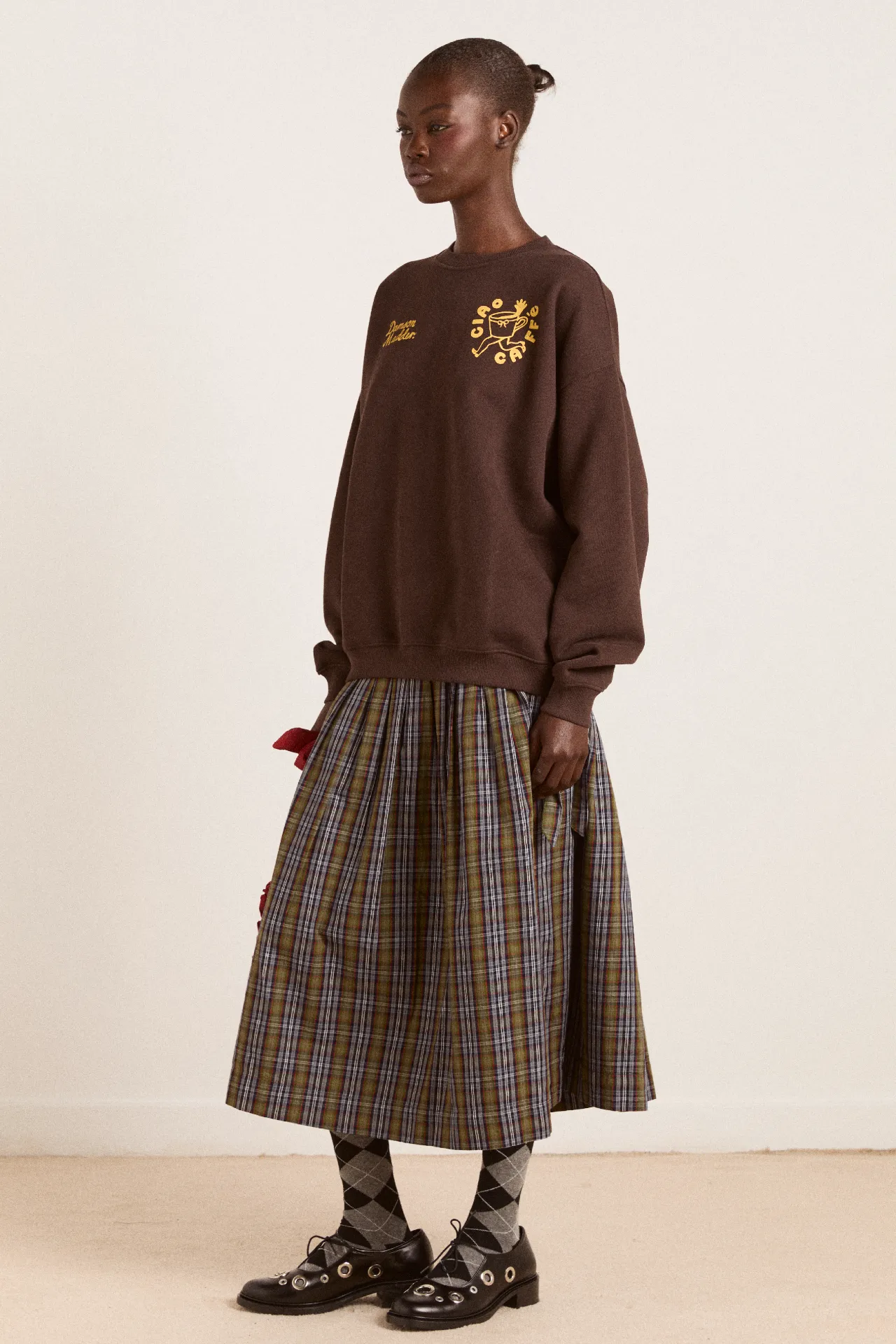 ciao cafe sweatshirt - chocolate sold by Damson Madder product image thumbnail 5