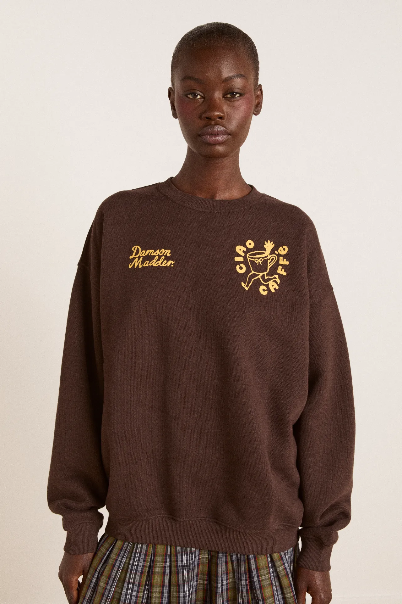 ciao cafe sweatshirt - chocolate sold by Damson Madder product image thumbnail 2