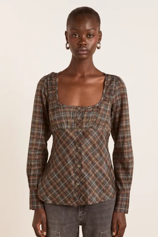 lemi sheer blouse - multi check sold by Damson Madder