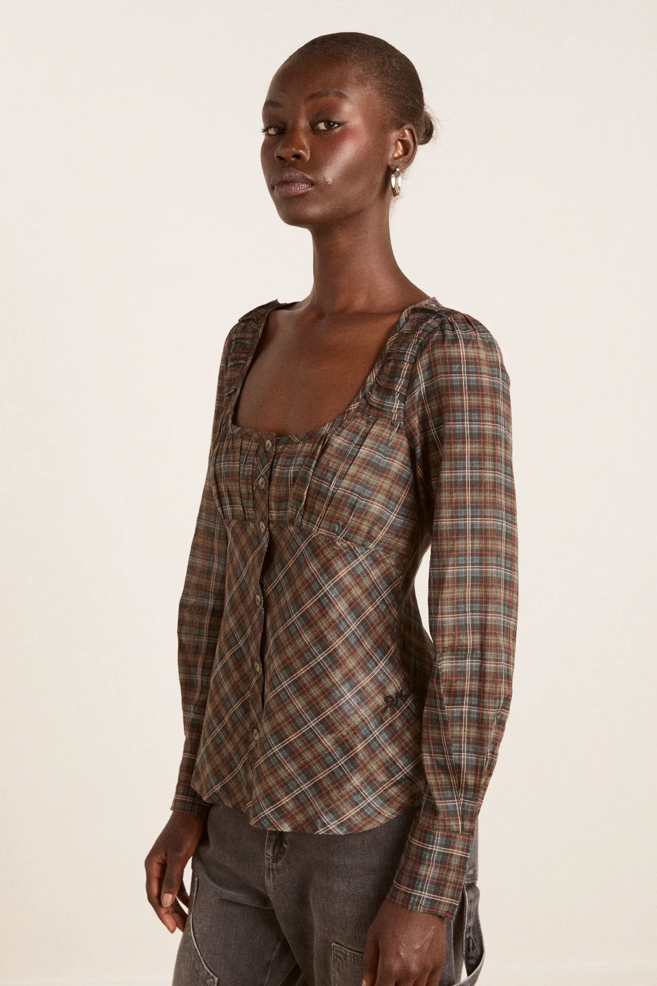 lemi sheer blouse - multi check sold by Damson Madder product image thumbnail 3