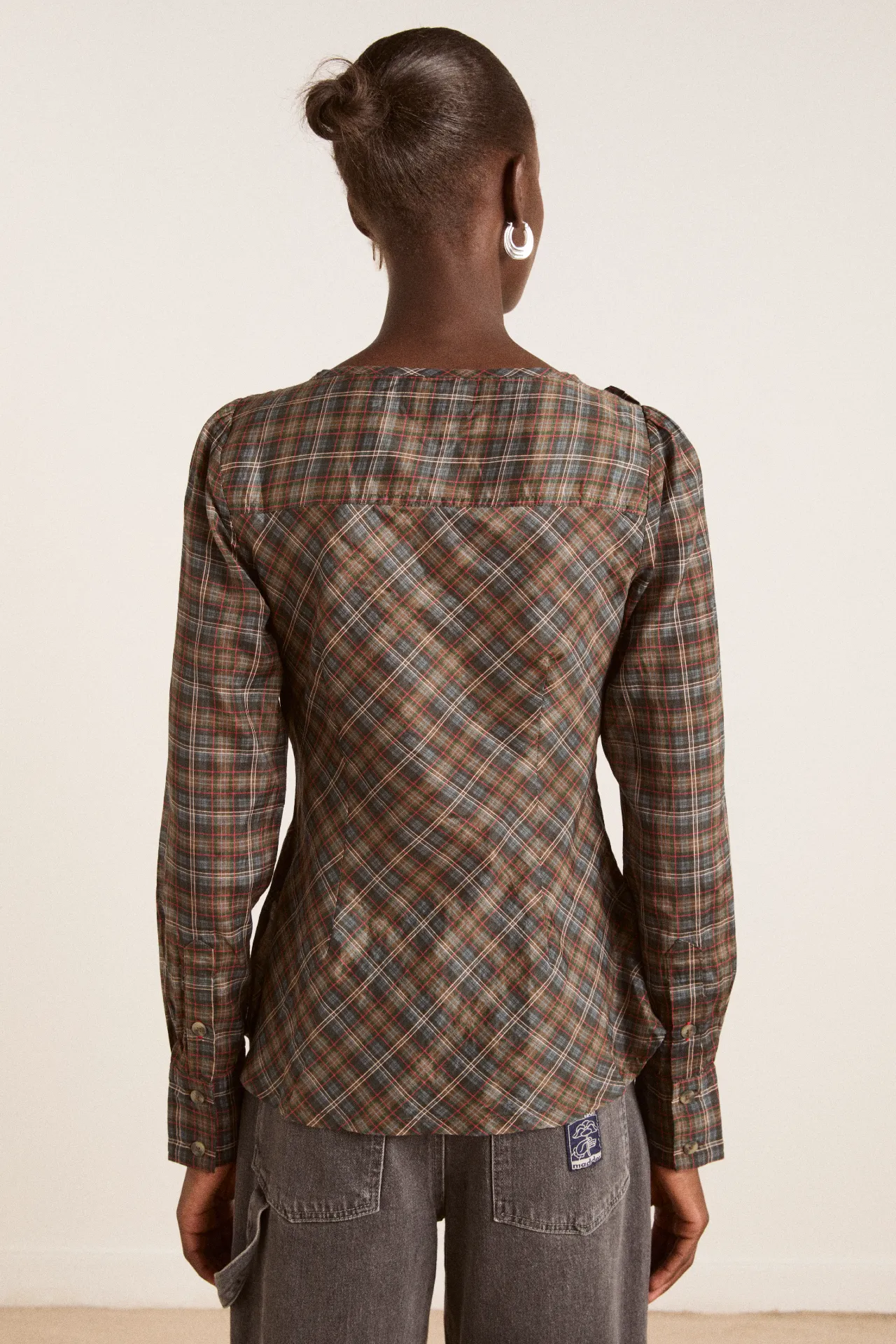 lemi sheer blouse - multi check sold by Damson Madder product image thumbnail 4