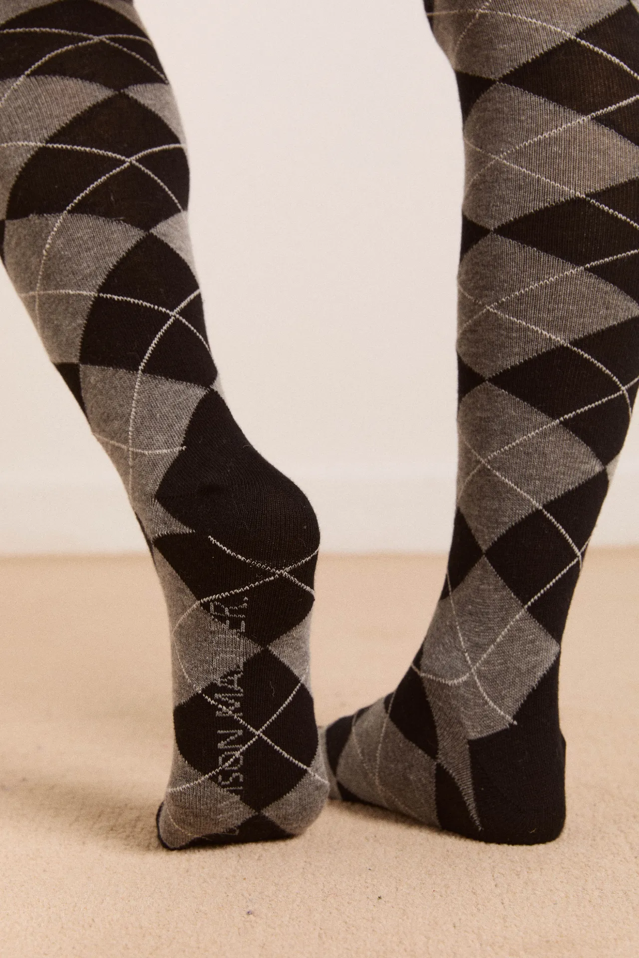 knee length argyle socks- grey and black sold by Damson Madder product image thumbnail 2