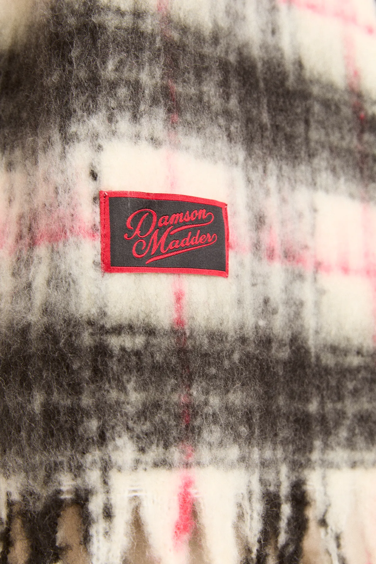 brushed oversized scarf in butter check sold by Damson Madder product image thumbnail 5