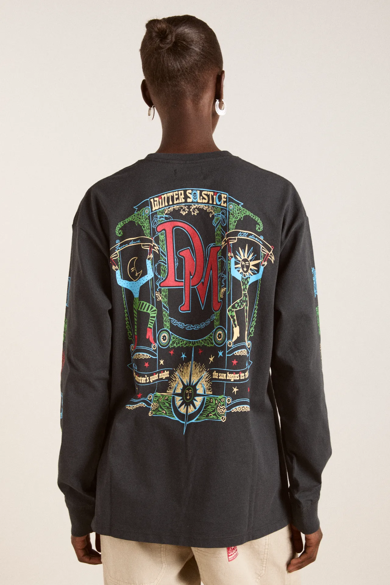 winter solstice long sleeve tee- charcoal sold by Damson Madder