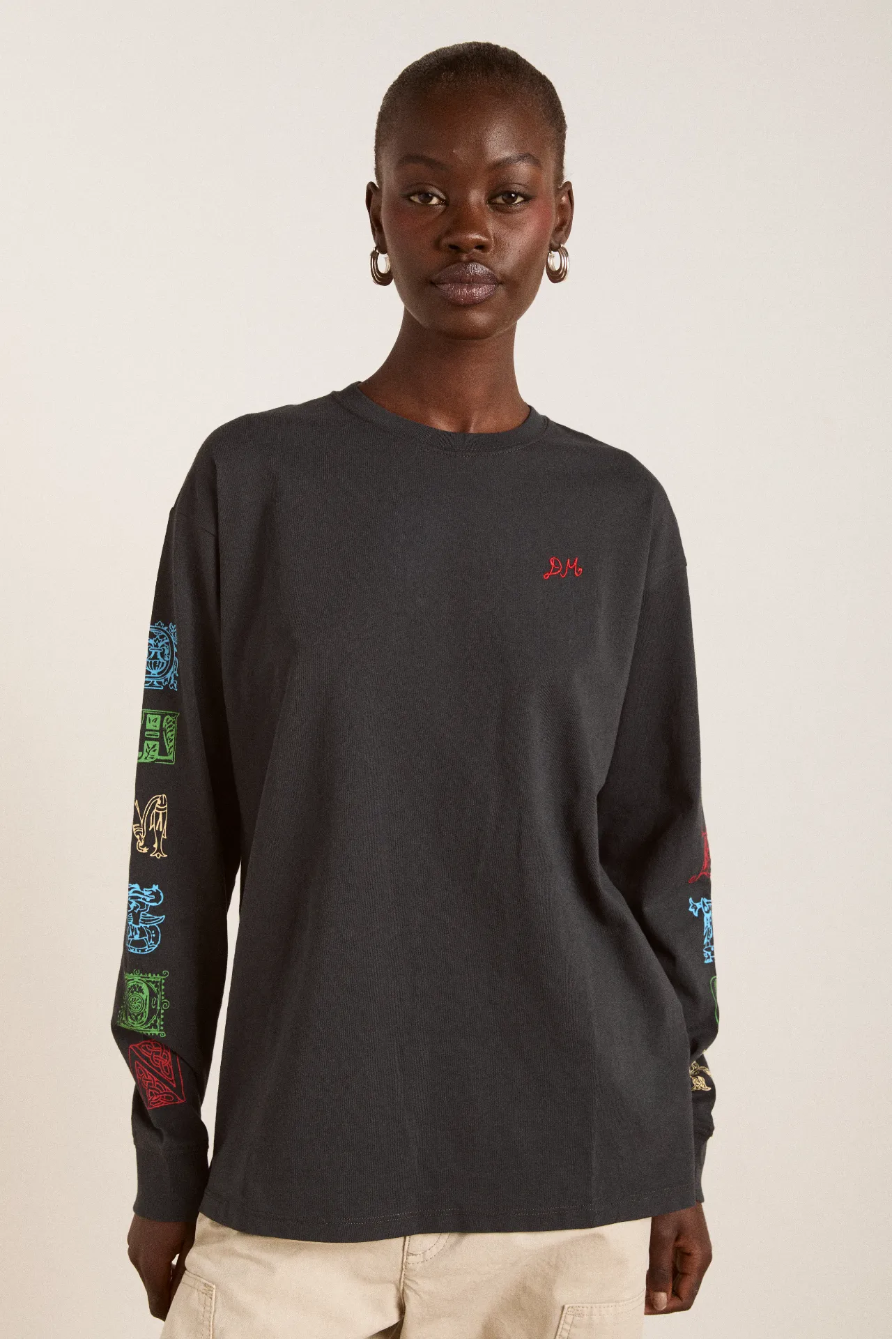 winter solstice long sleeve tee- charcoal sold by Damson Madder product image thumbnail 5