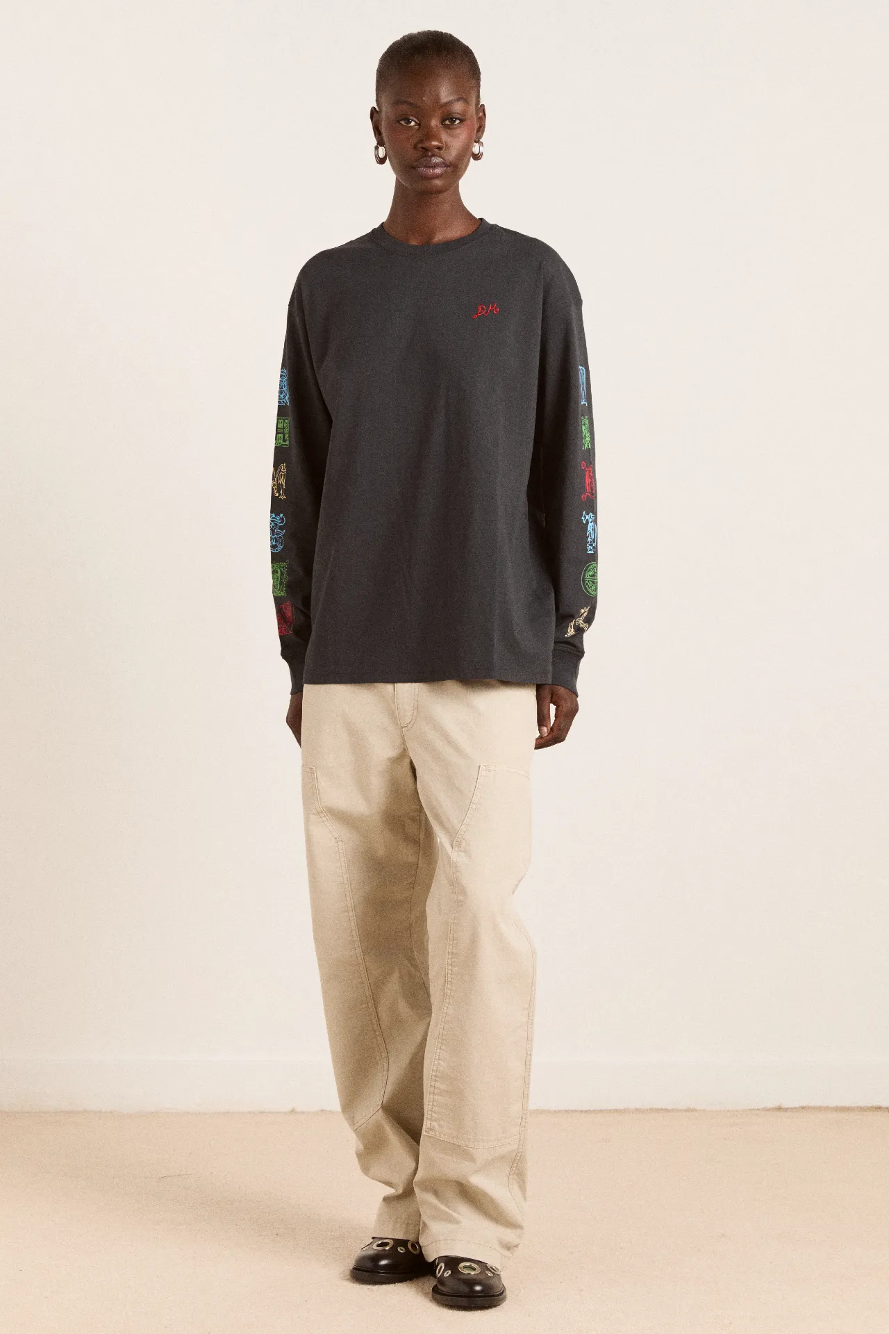 winter solstice long sleeve tee- charcoal sold by Damson Madder product image thumbnail 3