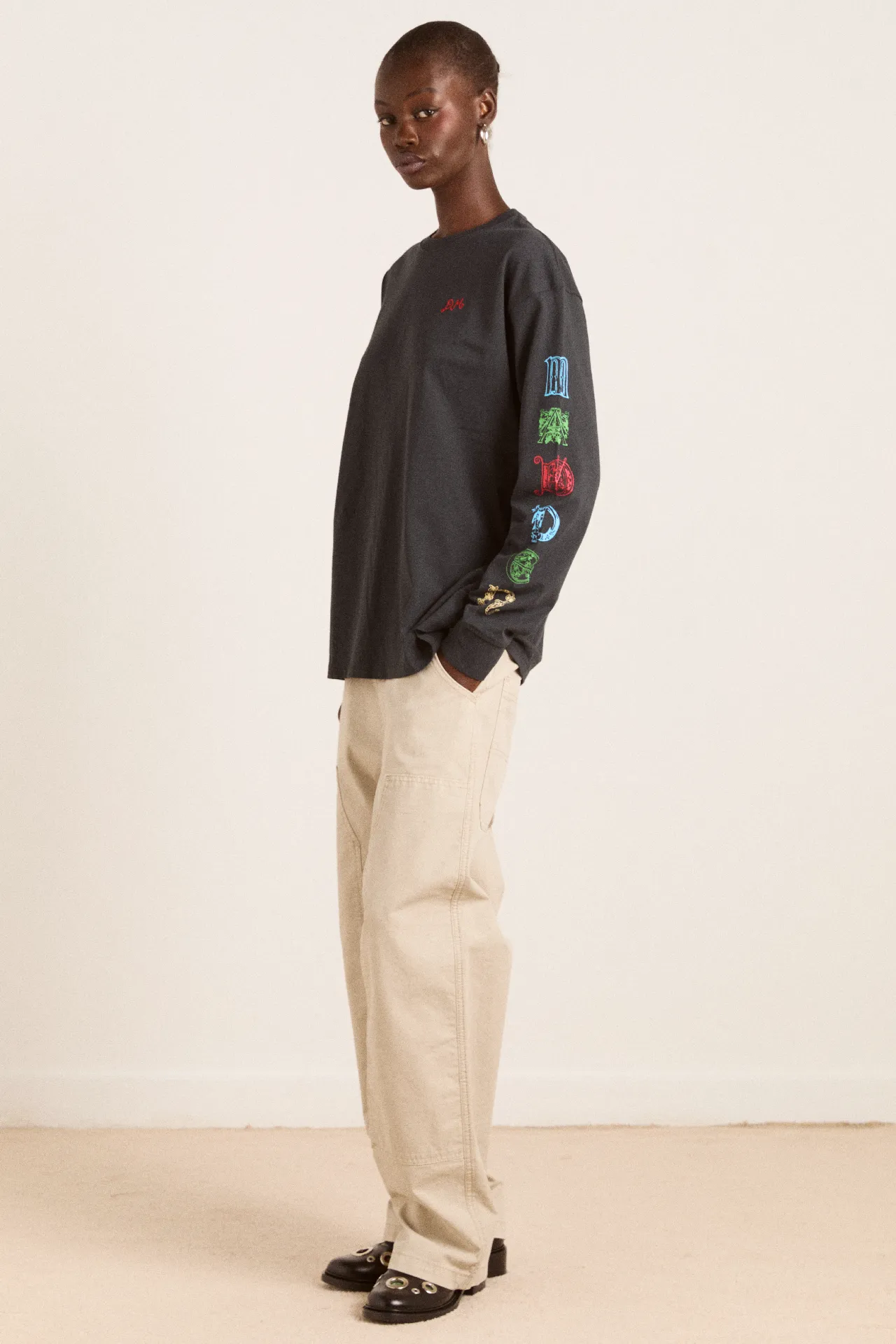 winter solstice long sleeve tee- charcoal sold by Damson Madder product image thumbnail 2