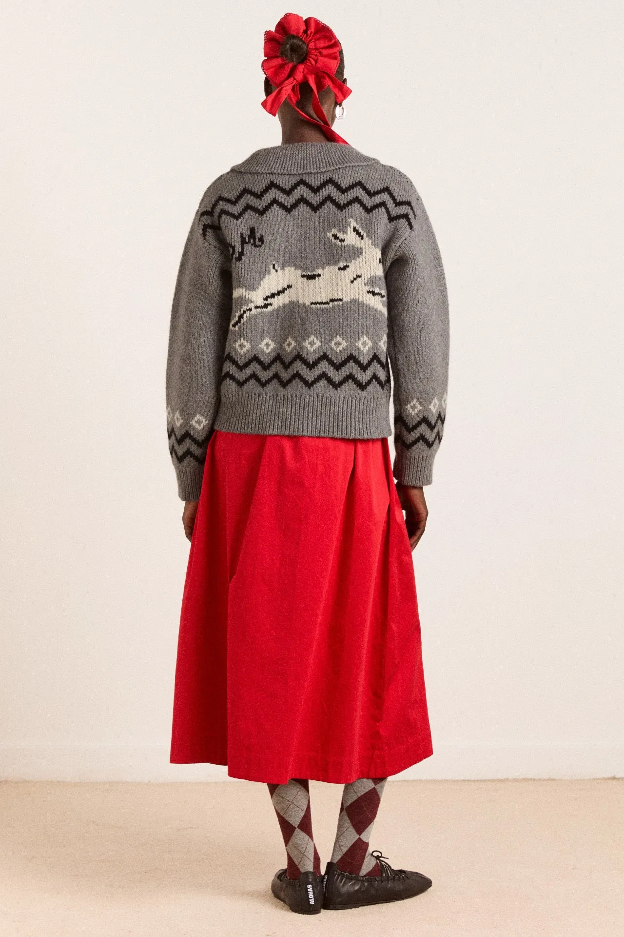 cecily collar lambswool cardigan - bunny intarsia sold by Damson Madder product image thumbnail 5