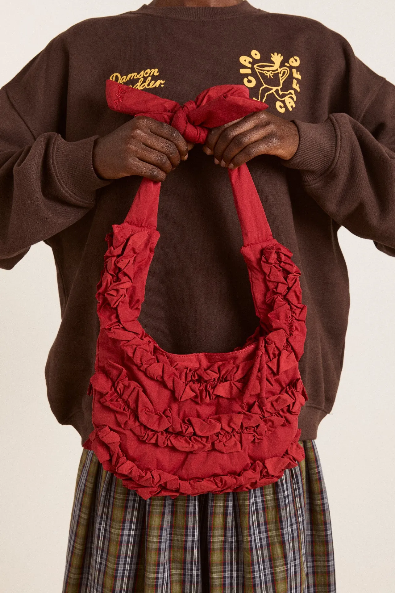 quinn slouchy bag - red sold by Damson Madder