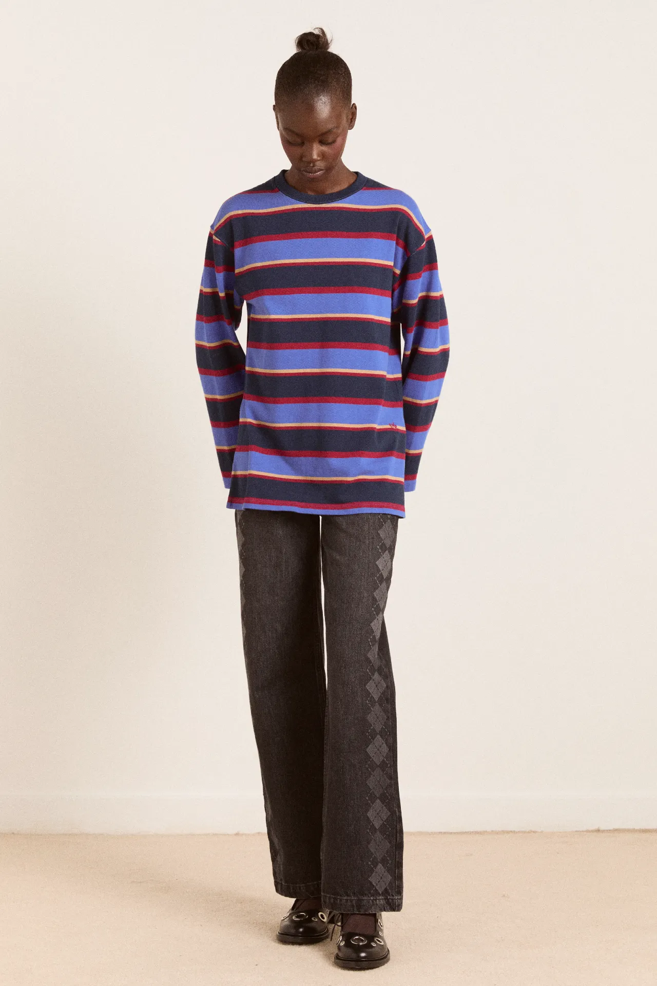 ali long sleeve tee - blue stripe sold by Damson Madder product image thumbnail 3