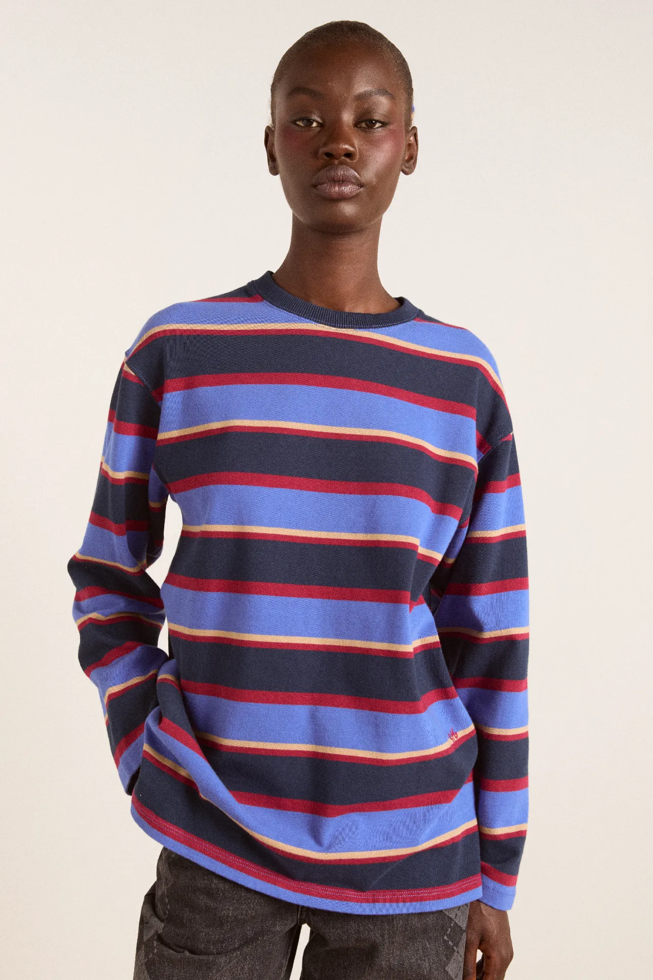 ali long sleeve tee - blue stripe sold by Damson Madder