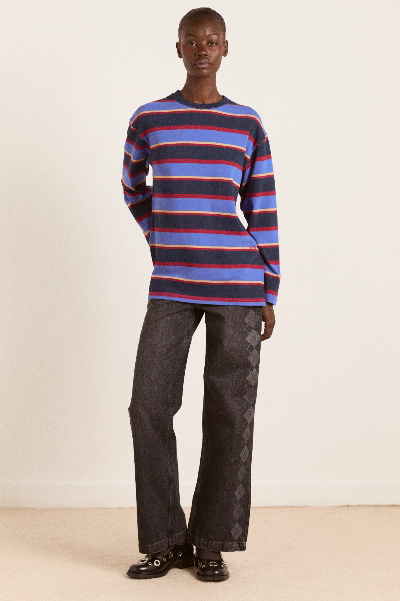 ali long sleeve tee - blue stripe sold by Damson Madder product image thumbnail 5