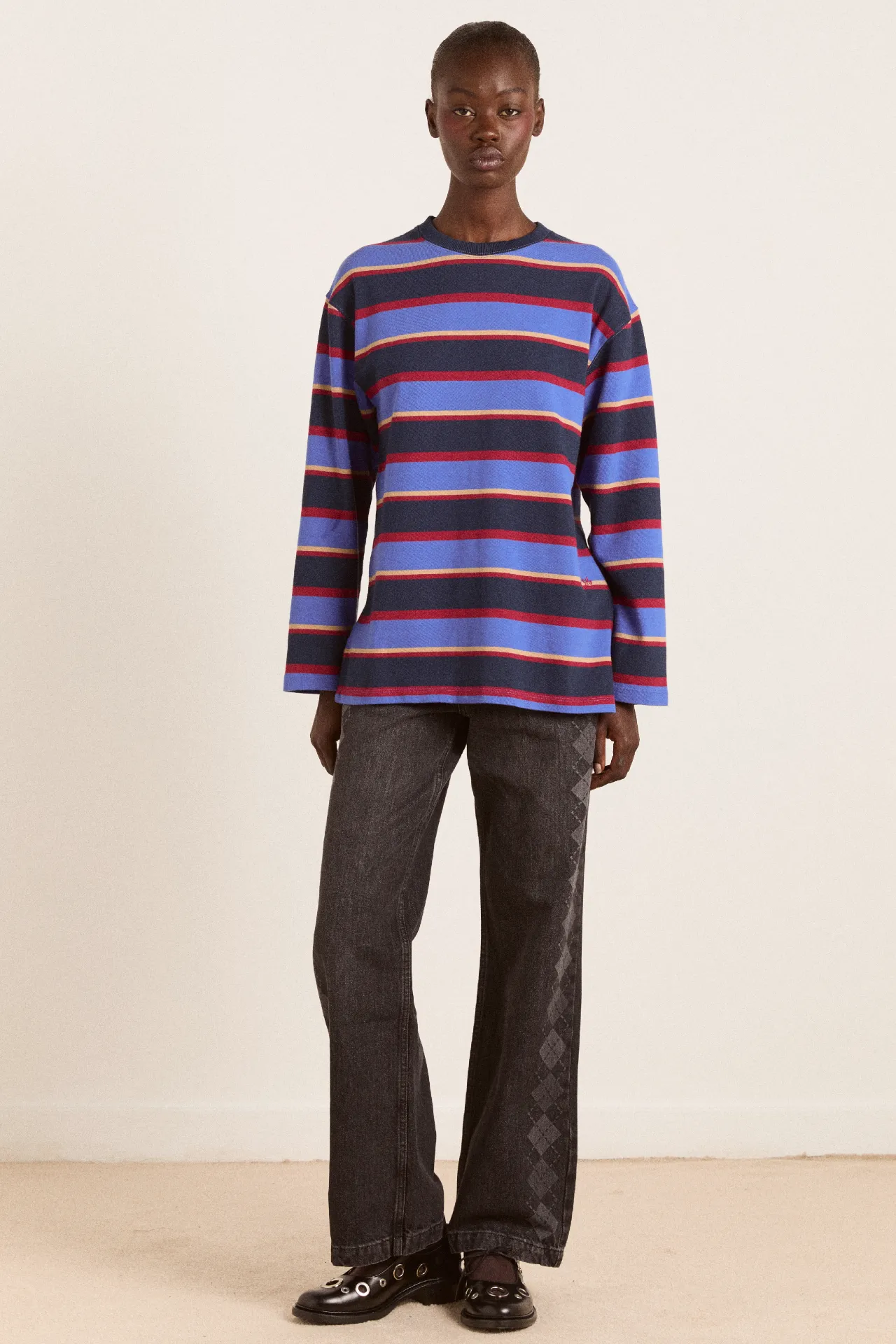 ali long sleeve tee - blue stripe sold by Damson Madder product image thumbnail 2