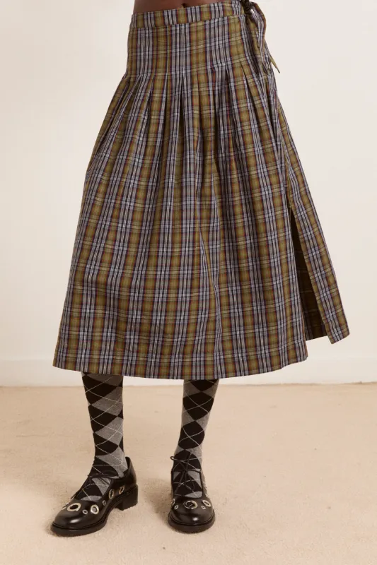 josie midi skirt - multi check sold by Damson Madder