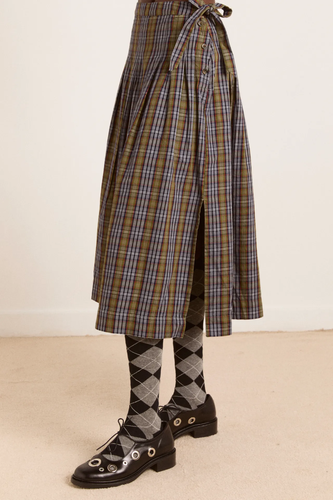 josie midi skirt - multi check sold by Damson Madder product image thumbnail 3
