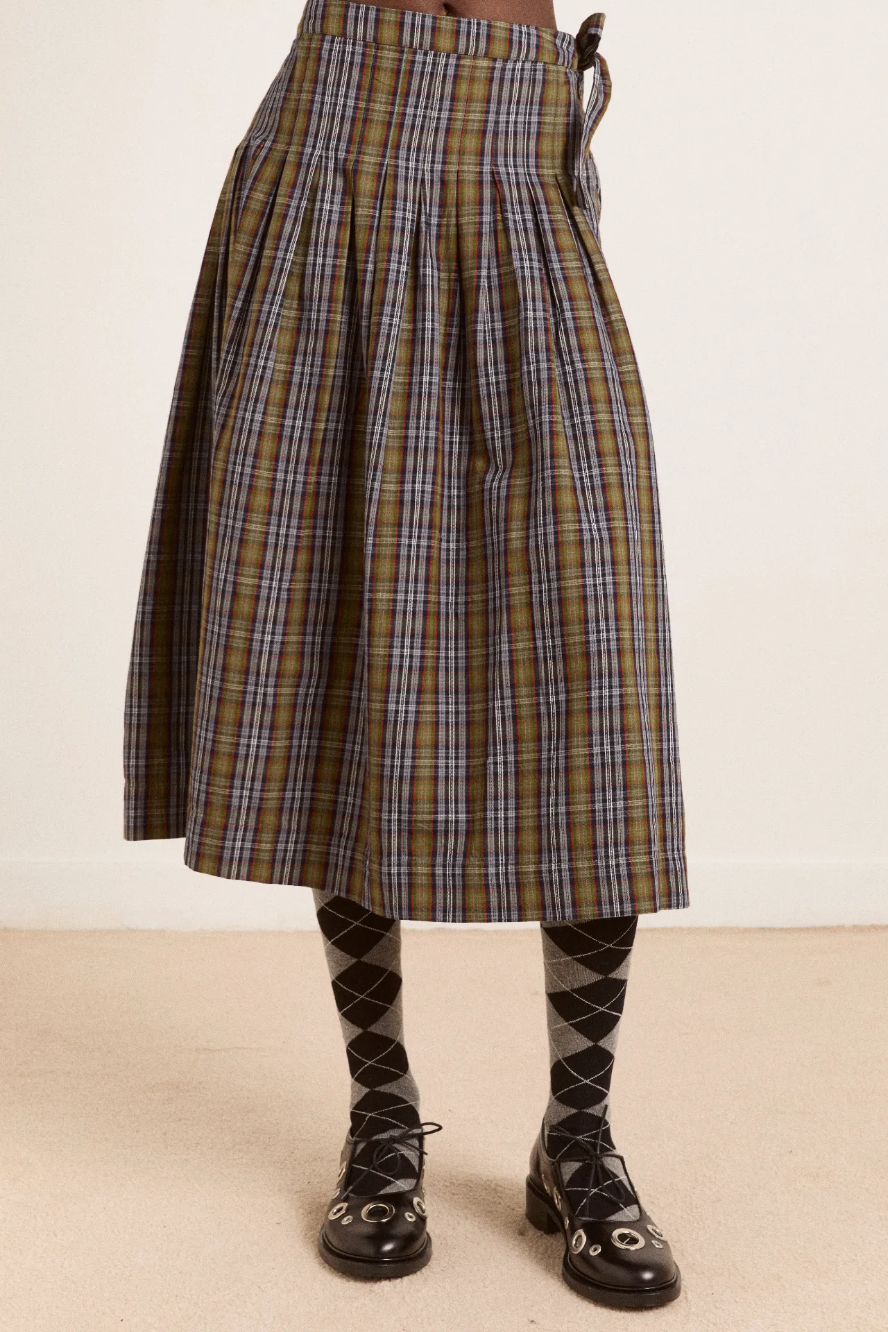 josie midi skirt - multi check sold by Damson Madder product image thumbnail 5