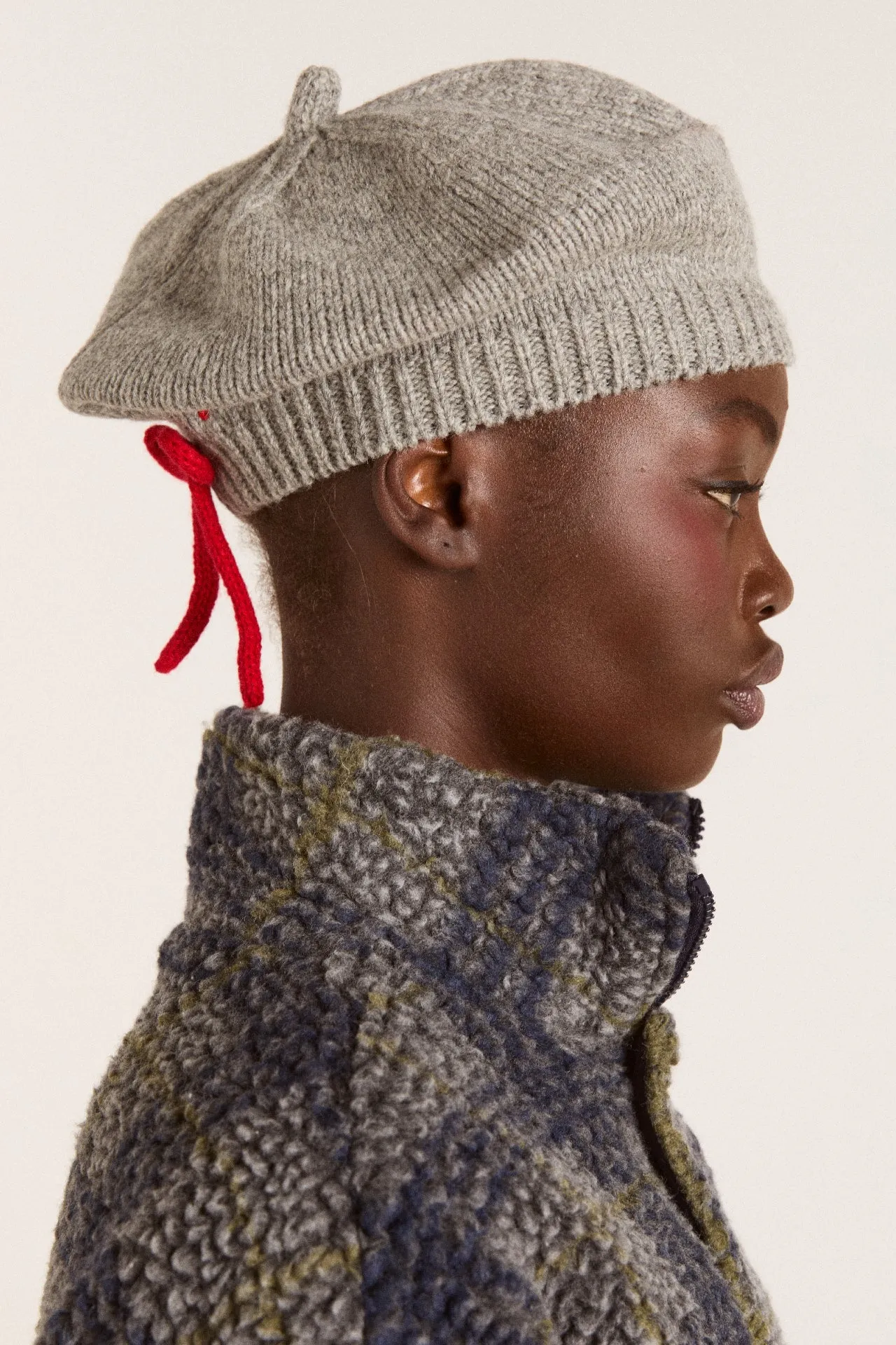 Knitted Wool Beret with Bow Detail sold by Damson Madder product image thumbnail 4