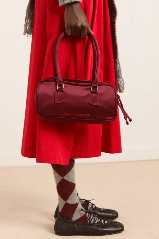 benny mini bowler bag - burg satin sold by Damson Madder