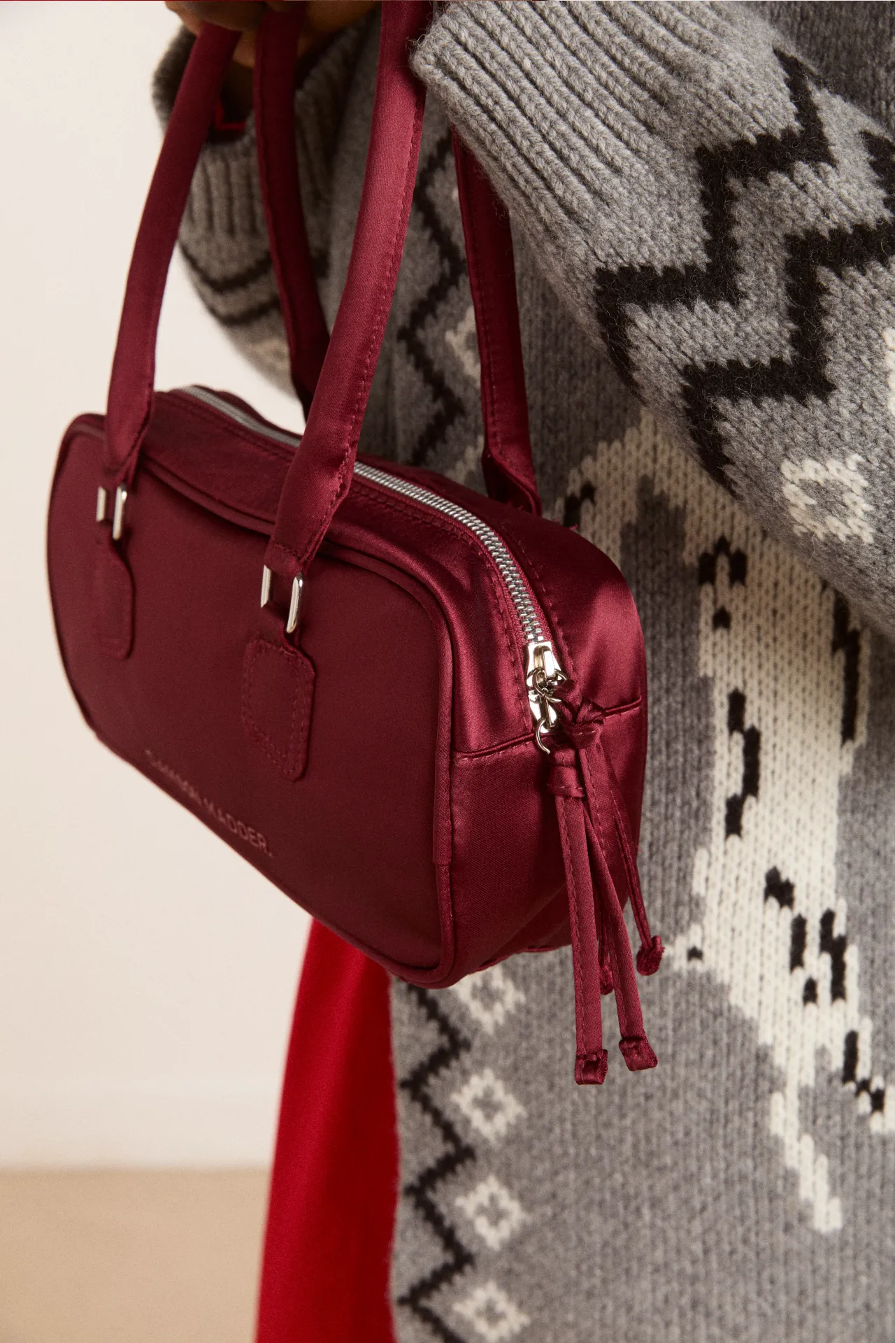 benny mini bowler bag - burg satin sold by Damson Madder product image thumbnail 3