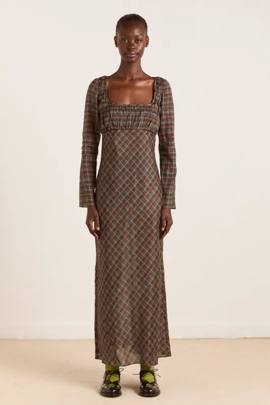 marissa sheer midi dress - multi check sold by Damson Madder
