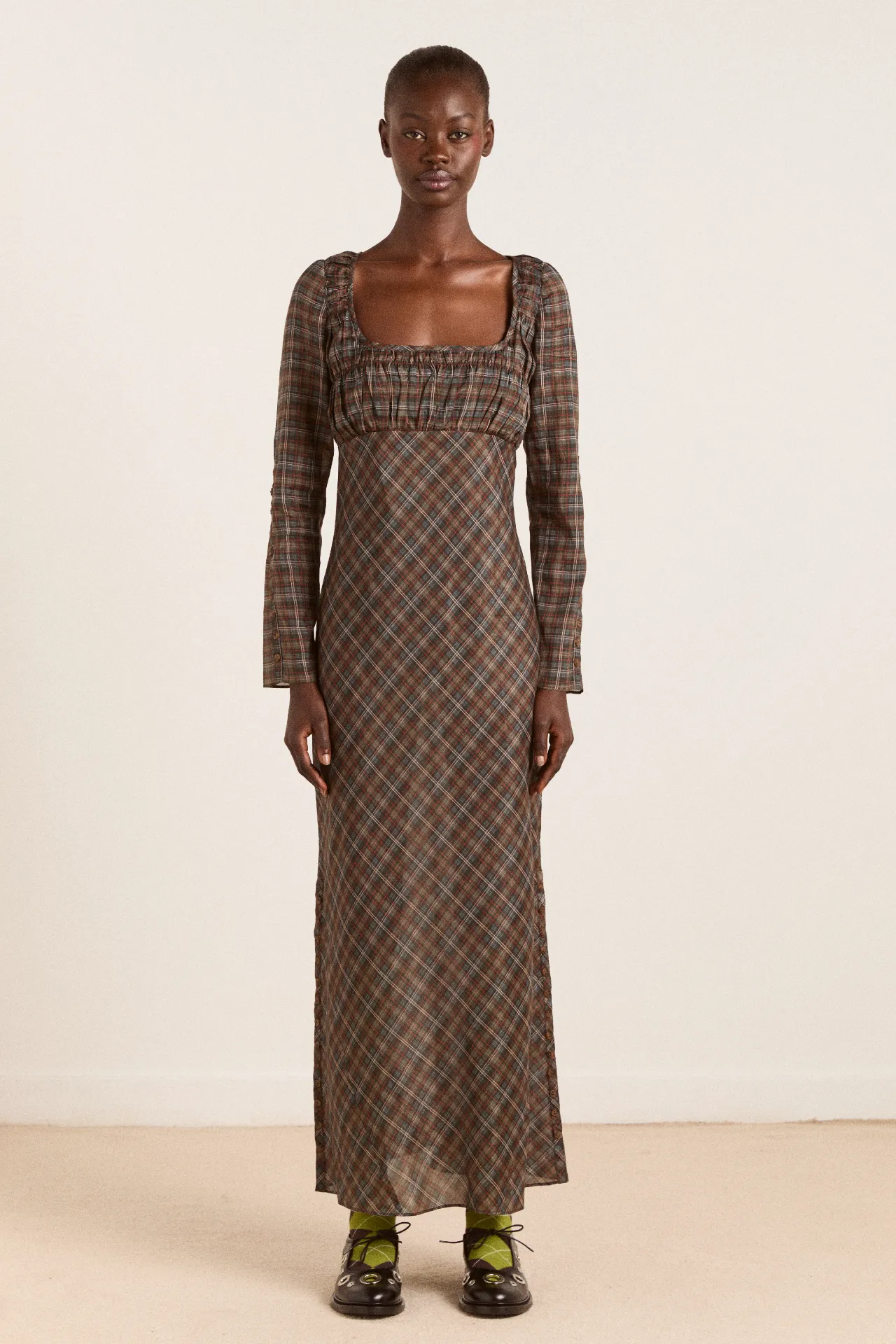 Marissa Sheer Midi Dress - Multi Check sold by Damson Madder