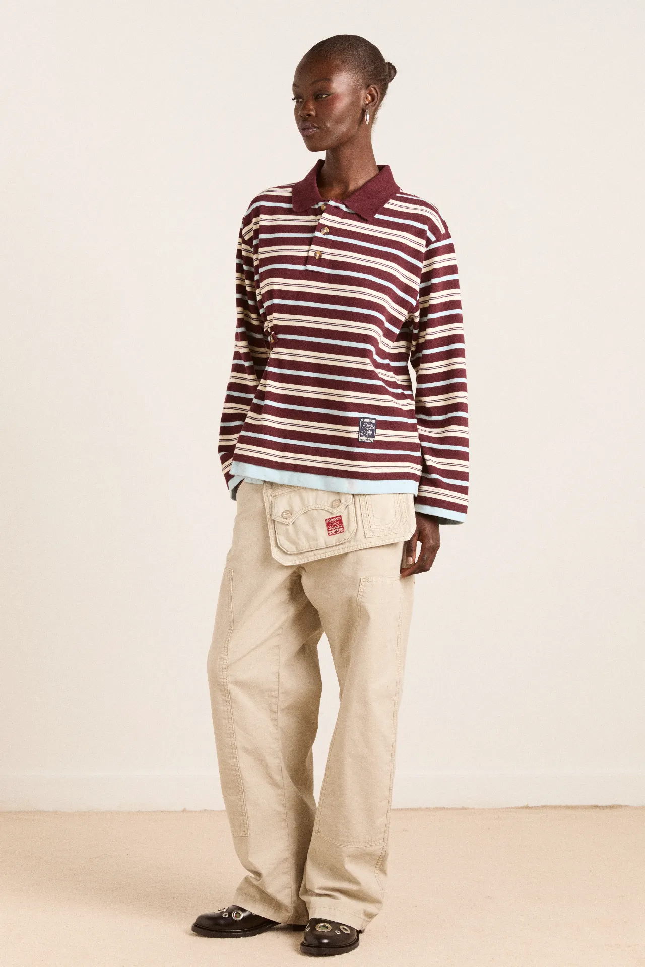 noah cinch layered rugby - choc stripe sold by Damson Madder product image thumbnail 4