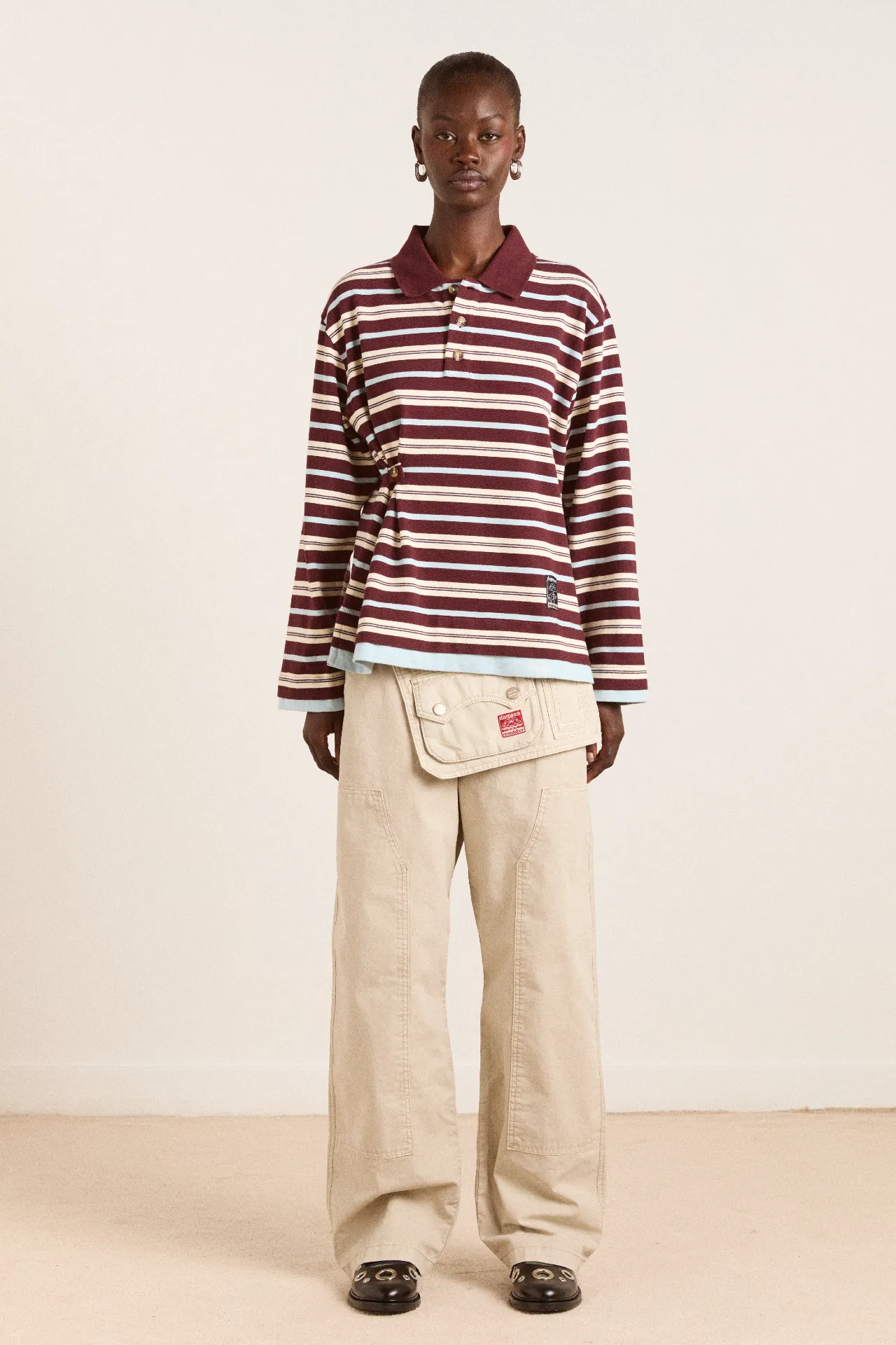 noah cinch layered rugby - choc stripe sold by Damson Madder product image thumbnail 3