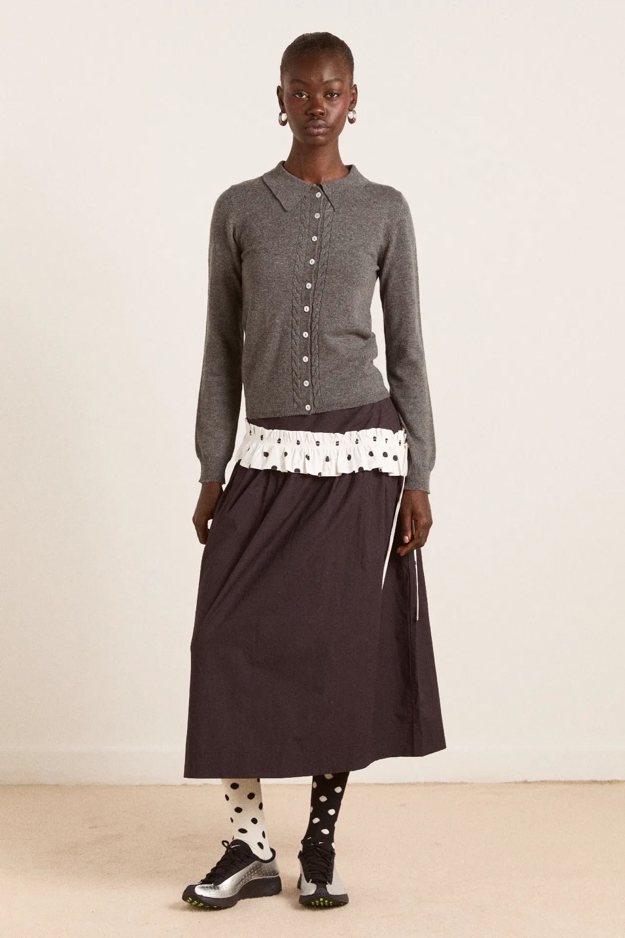 voula wool and cashmere blend cardigan - charcoal sold by Damson Madder product image thumbnail 2