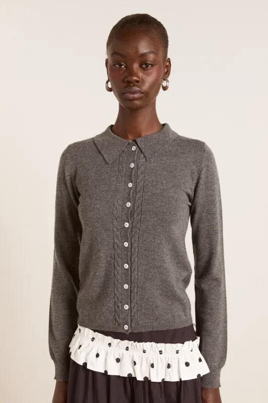 voula wool and cashmere blend cardigan - charcoal sold by Damson Madder