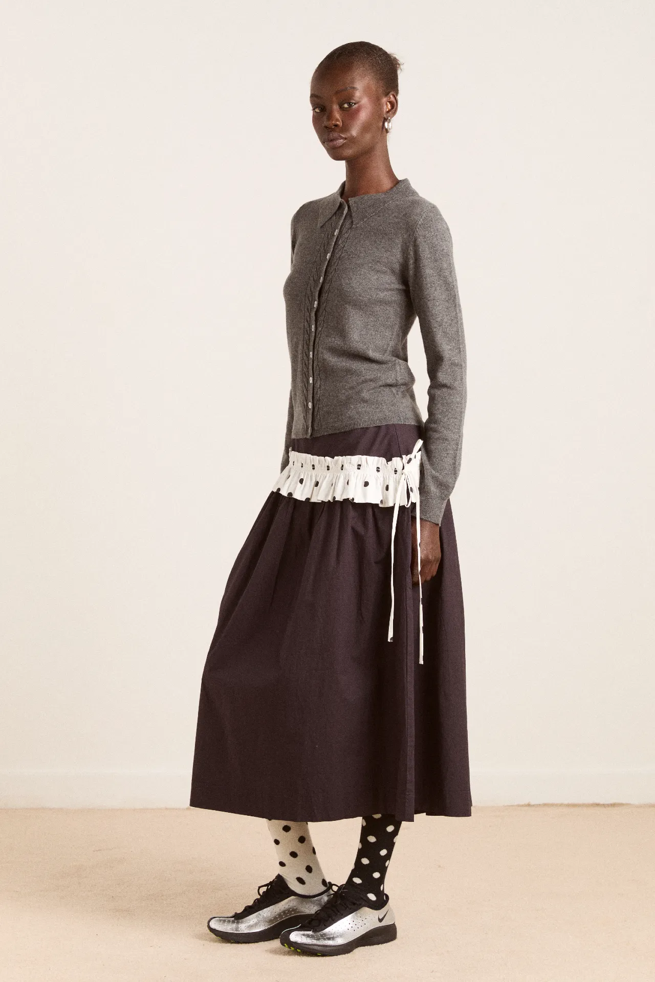 voula wool and cashmere blend cardigan - charcoal sold by Damson Madder product image thumbnail 4