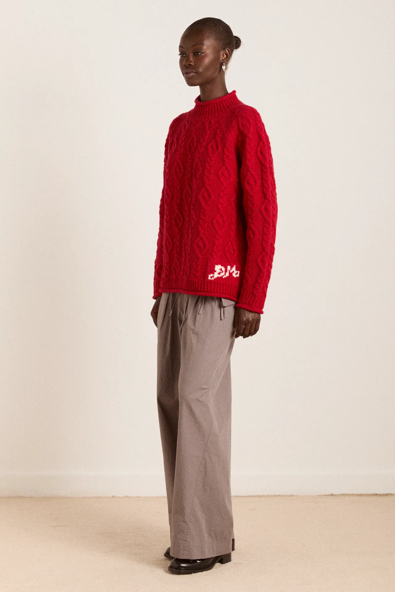 ffion cable stitch wool jumper - red sold by Damson Madder product image thumbnail 5