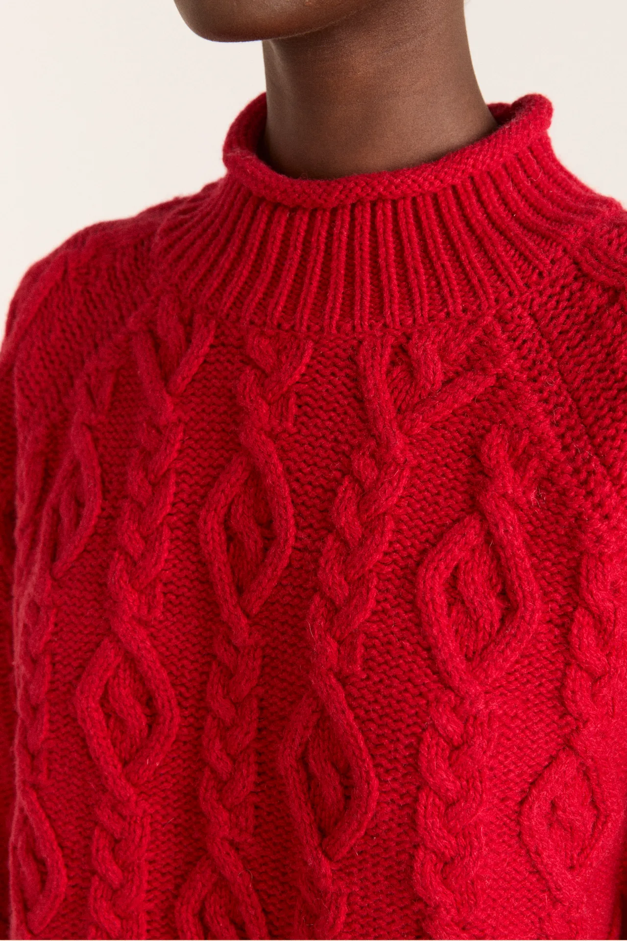 ffion cable stitch wool jumper - red sold by Damson Madder product image thumbnail 4