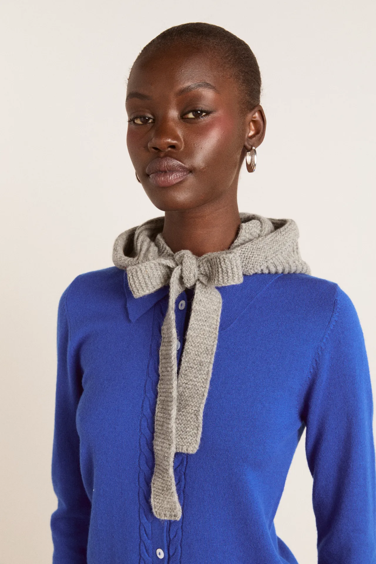 ribbed bonnet with tie detail - grey marl sold by Damson Madder product image thumbnail 2