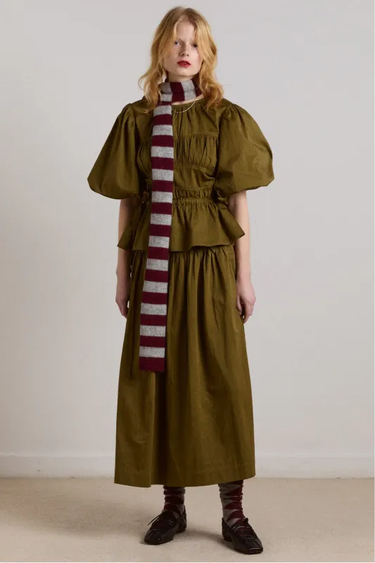 stripe skinny scarf - burg/grey sold by Damson Madder