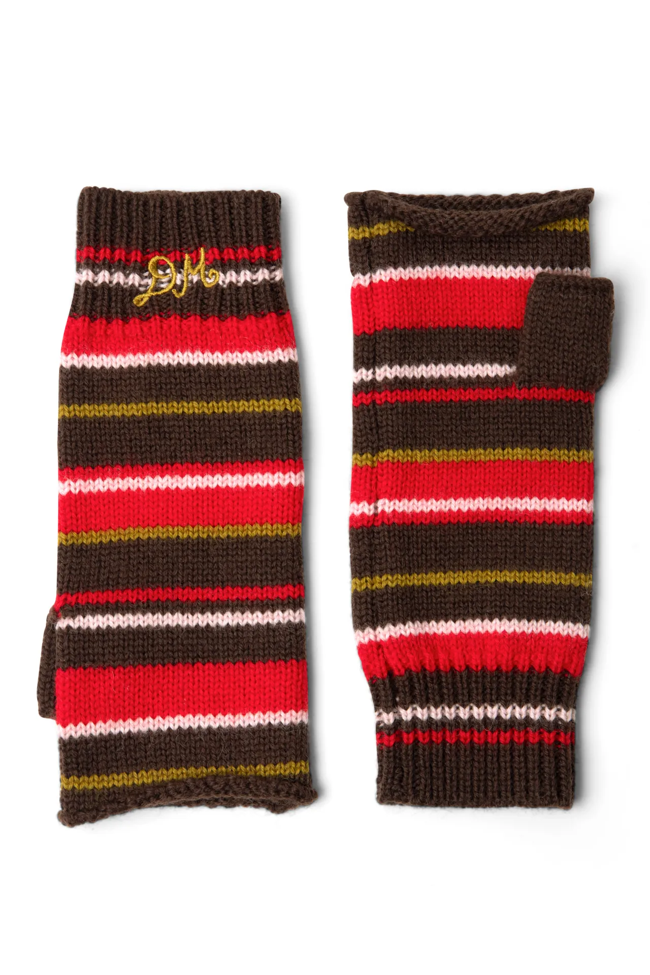fingerless mittens - choc multi stripe sold by Damson Madder product image thumbnail 4