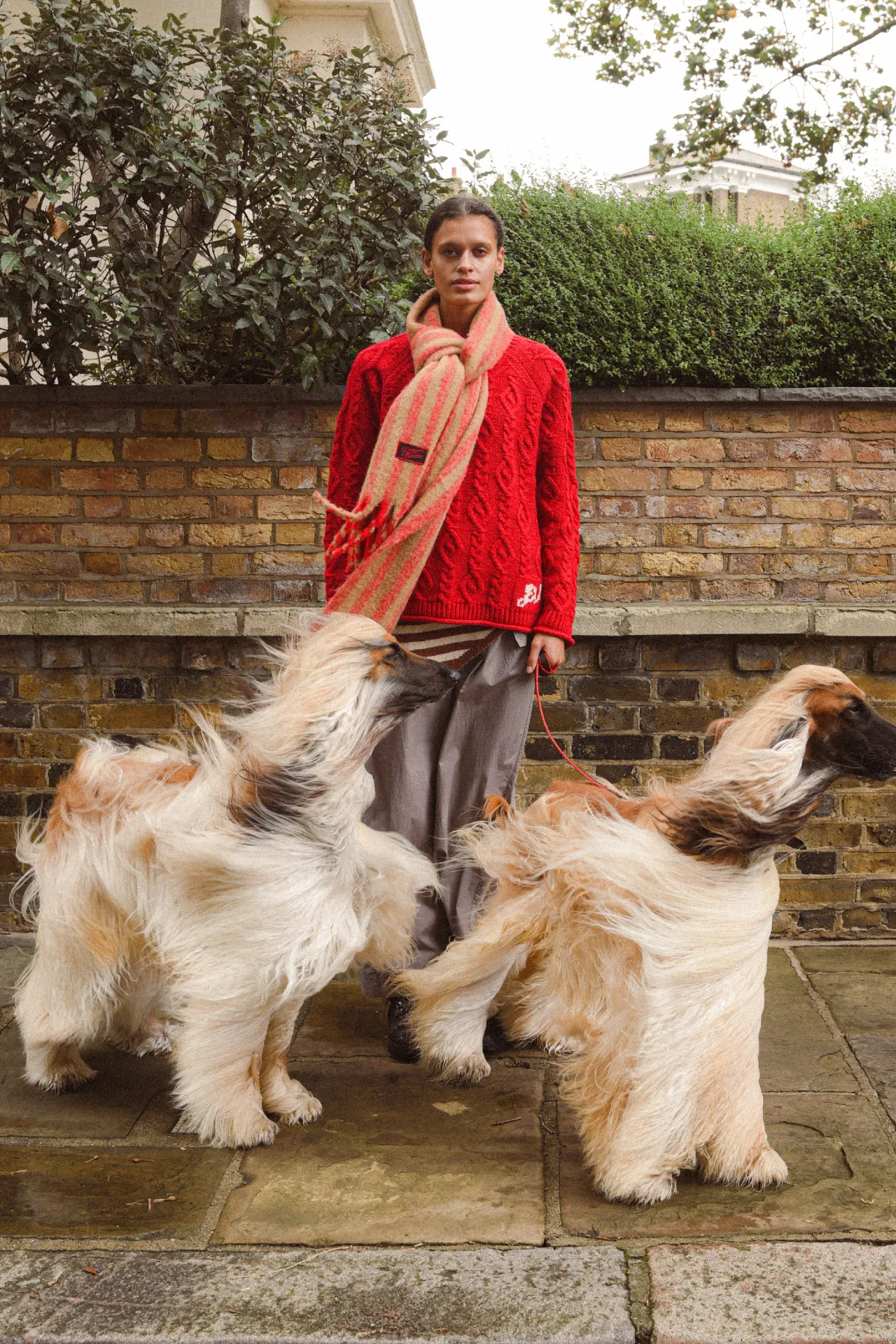 fluffy stripe scarf in red & camel stripe sold by Damson Madder product image thumbnail 4