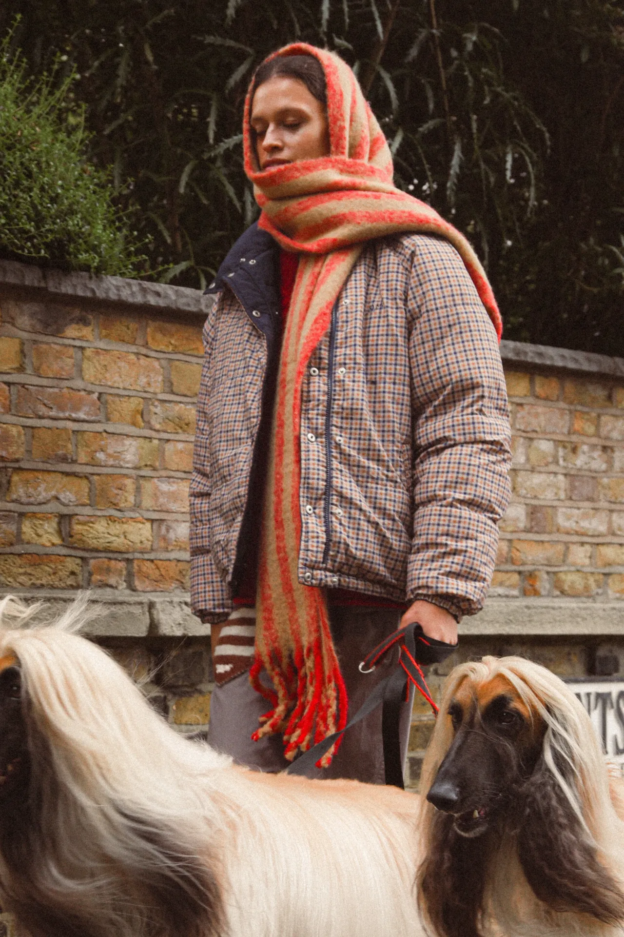 fluffy stripe scarf in red & camel stripe sold by Damson Madder product image thumbnail 2
