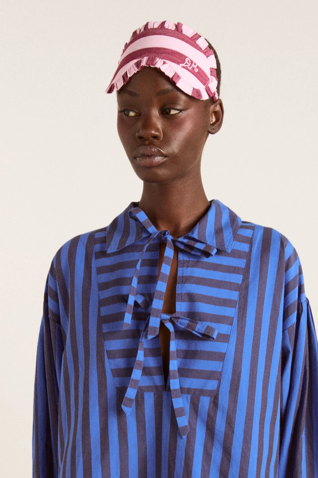 damson pj eye mask - burg/pink wide stripe sold by Damson Madder product image thumbnail 2