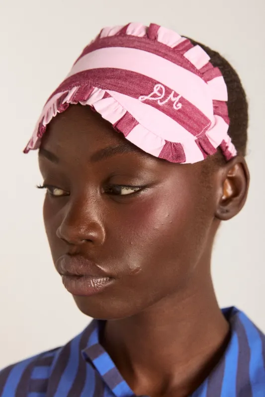 damson pj eye mask - burg/pink wide stripe sold by Damson Madder