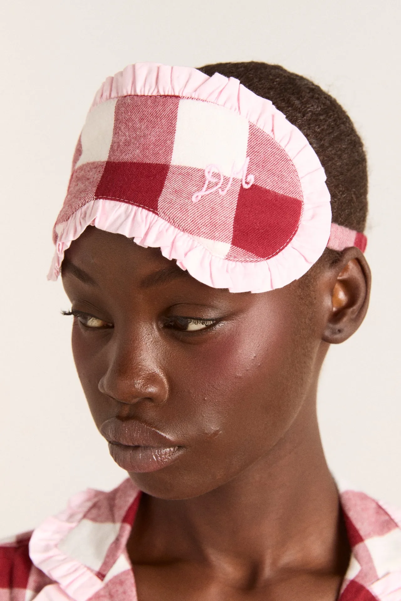 damson pj eye mask -burg gingham sold by Damson Madder product image thumbnail 2