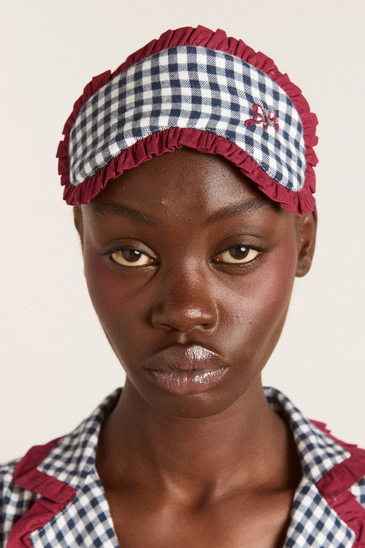 damson pj eye mask - navy gingham sold by Damson Madder