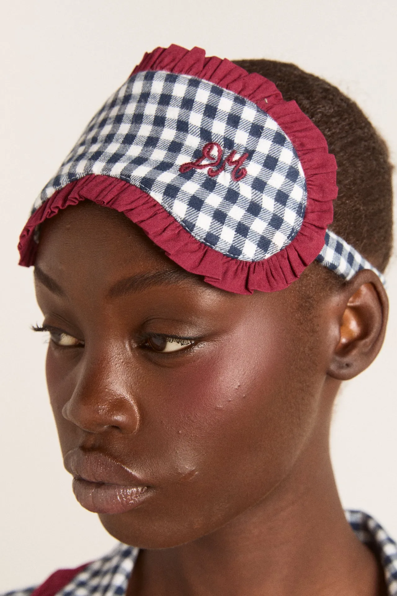 damson pj eye mask - navy gingham sold by Damson Madder product image thumbnail 2