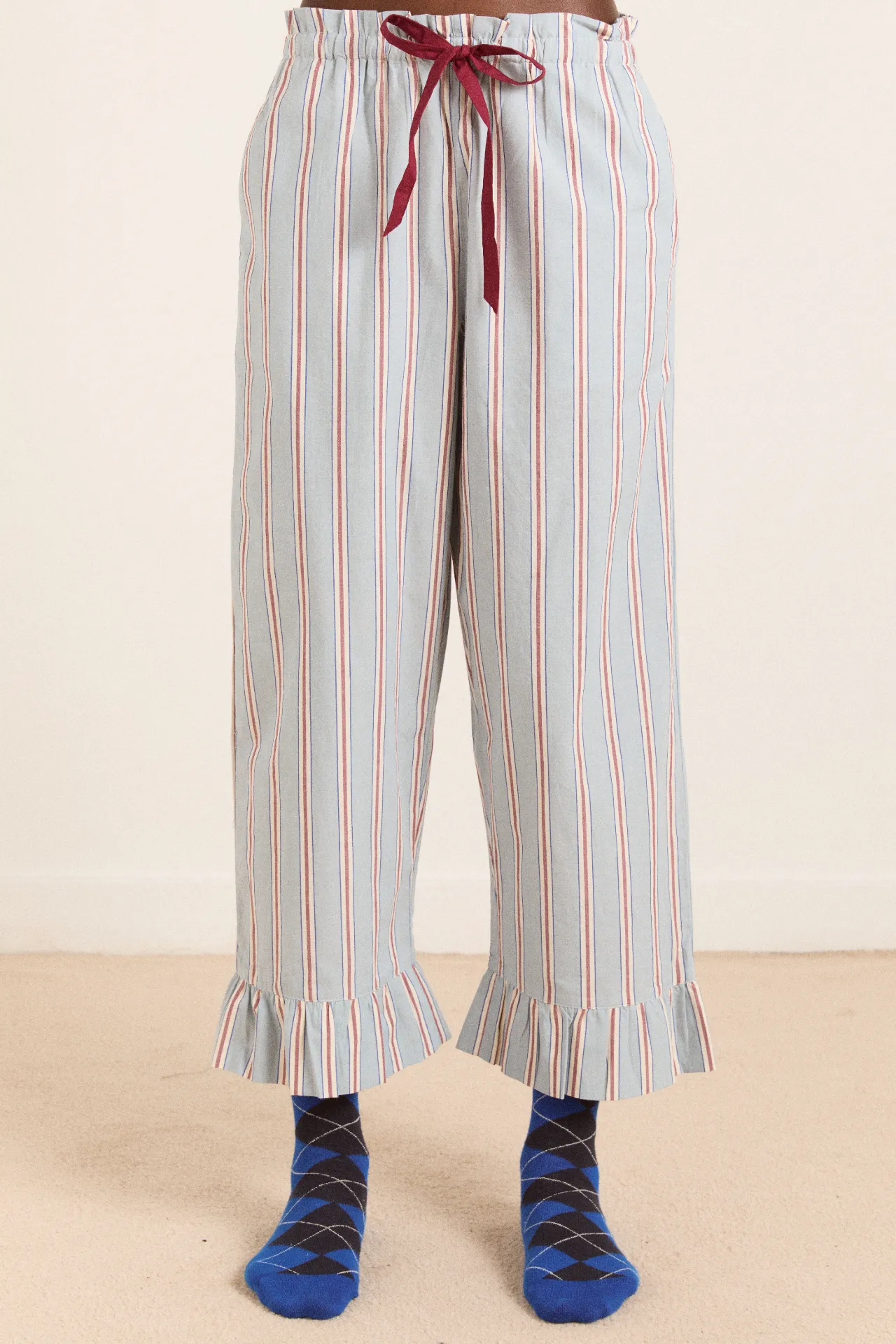 frill florie pj set - blue/burg stripe sold by Damson Madder product image thumbnail 3