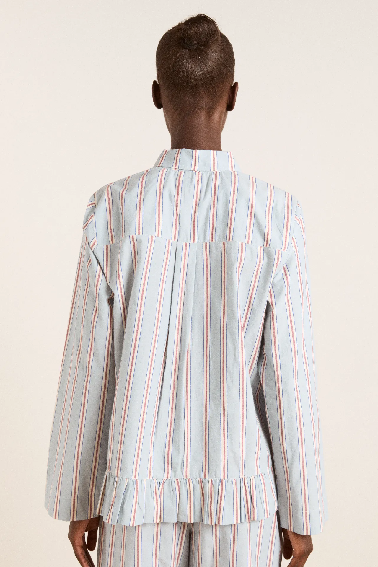 frill florie pj set - blue/burg stripe sold by Damson Madder product image thumbnail 5