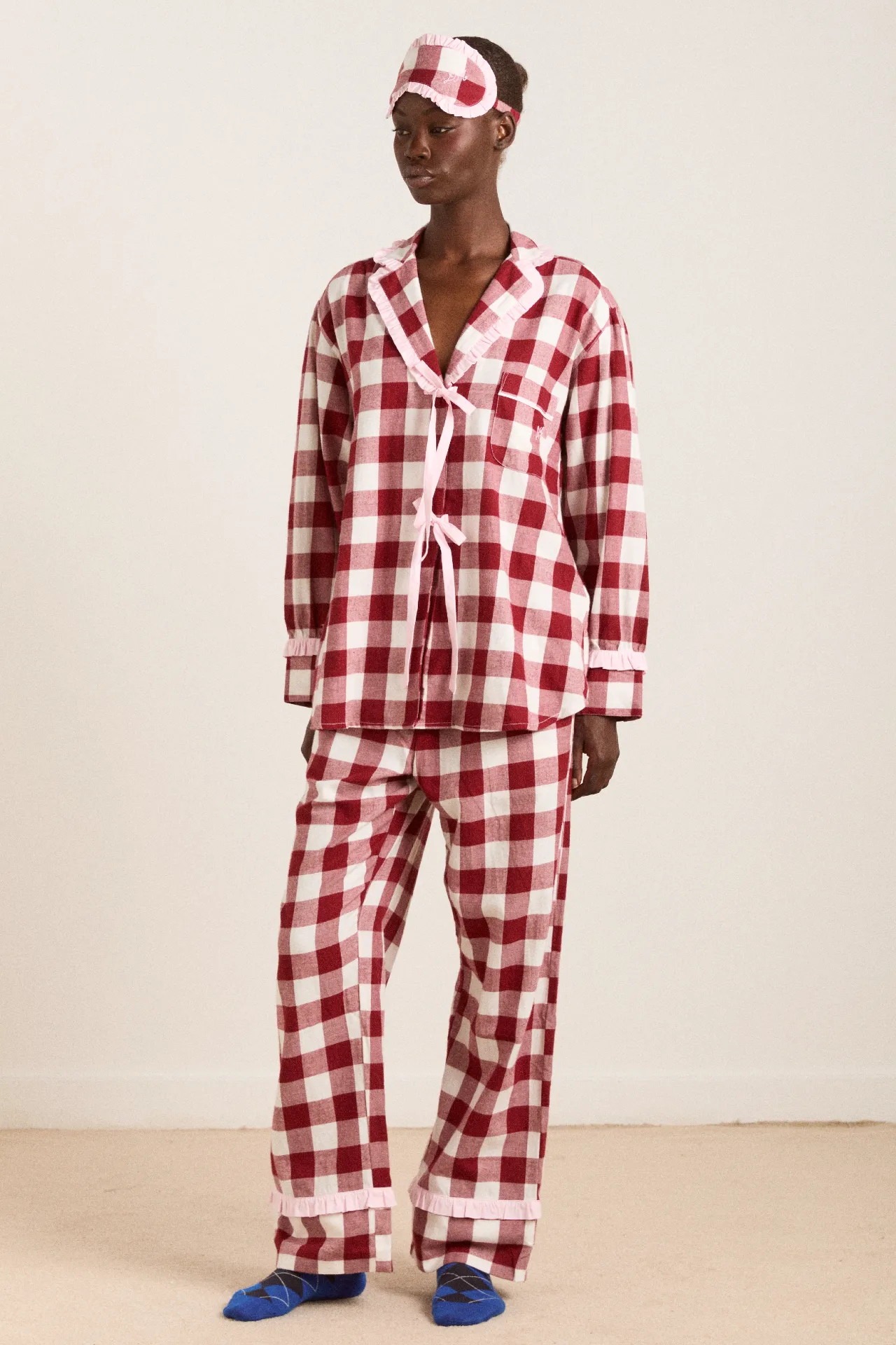 antonella pj set - burg gingham sold by Damson Madder product image thumbnail 4