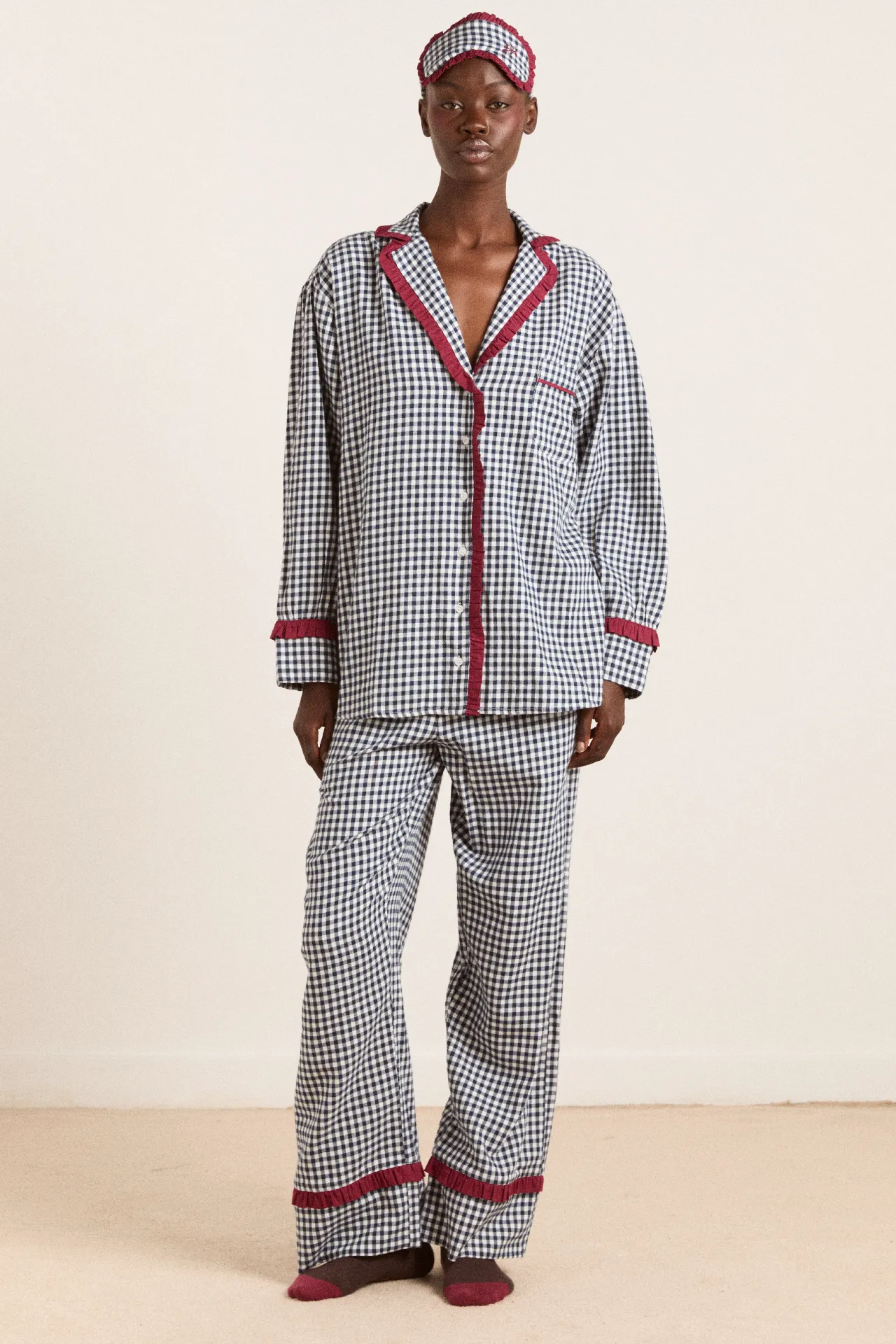 antonia pj set - navy gingham sold by Damson Madder product image thumbnail 3