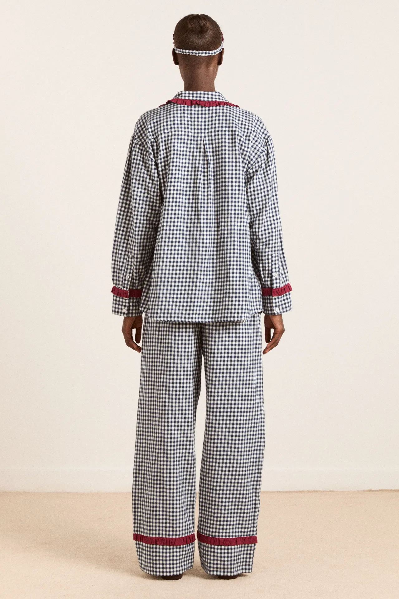 antonia pj set - navy gingham sold by Damson Madder product image thumbnail 4