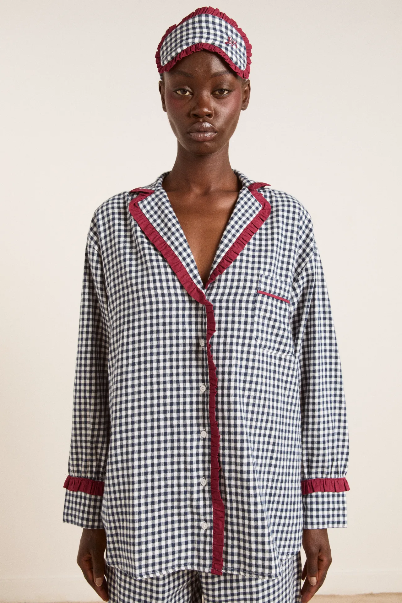 antonia pj set - navy gingham sold by Damson Madder product image thumbnail 2