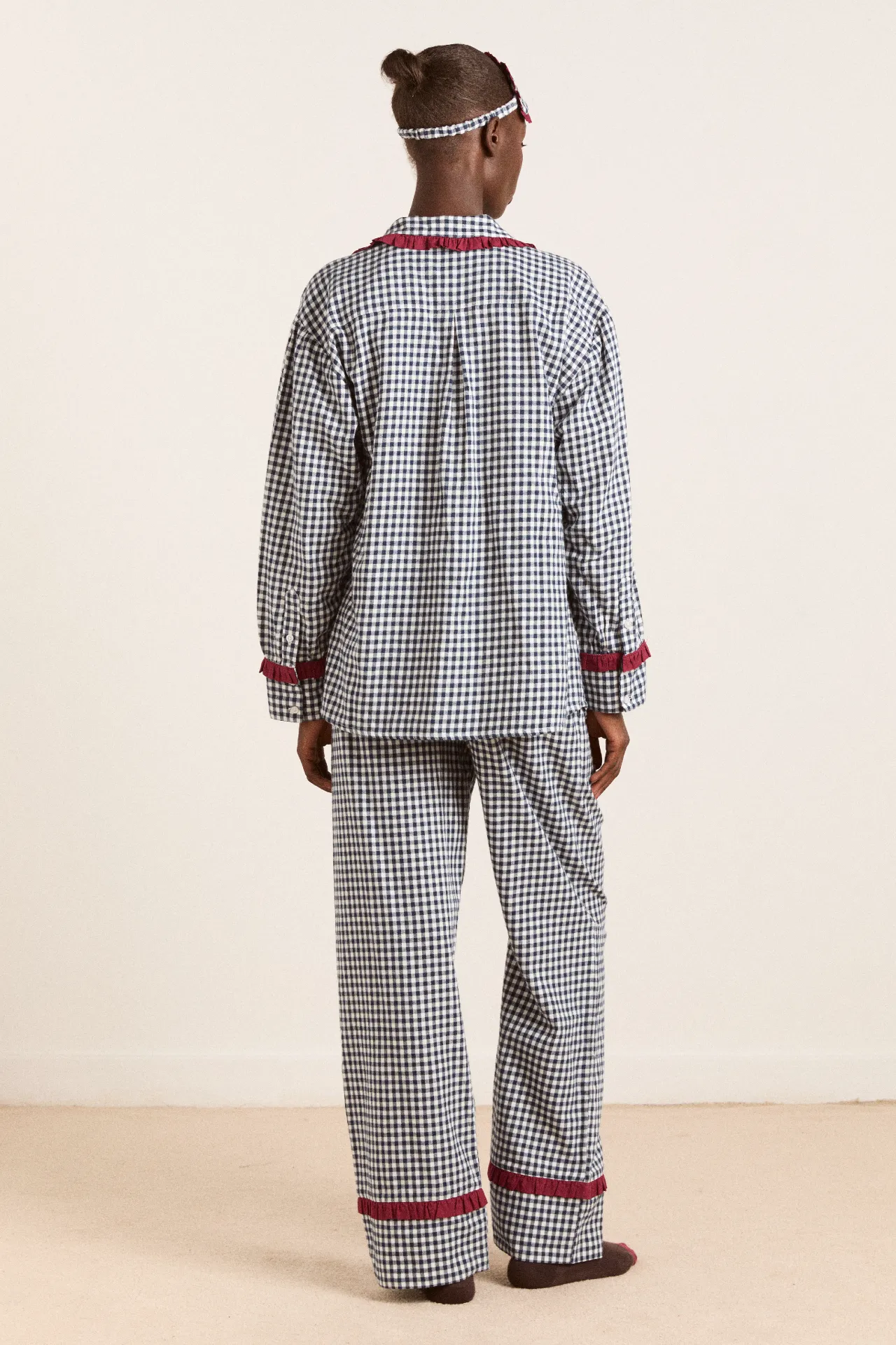 antonia pj set - navy gingham sold by Damson Madder product image thumbnail 5