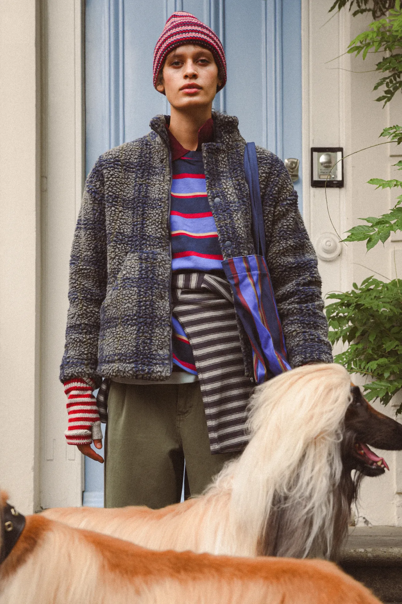 striped turn up beanie - burg / navy sold by Damson Madder product image thumbnail 2